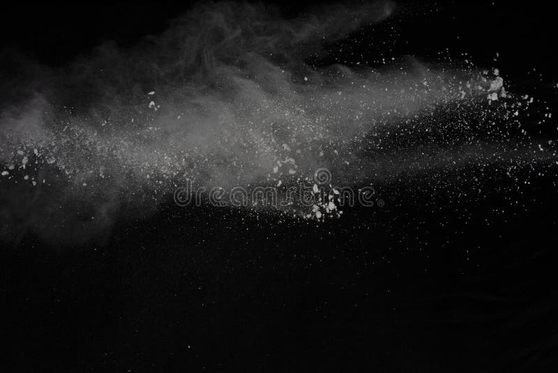 White Powder Explosion Isolated on Black Background. Stock Image