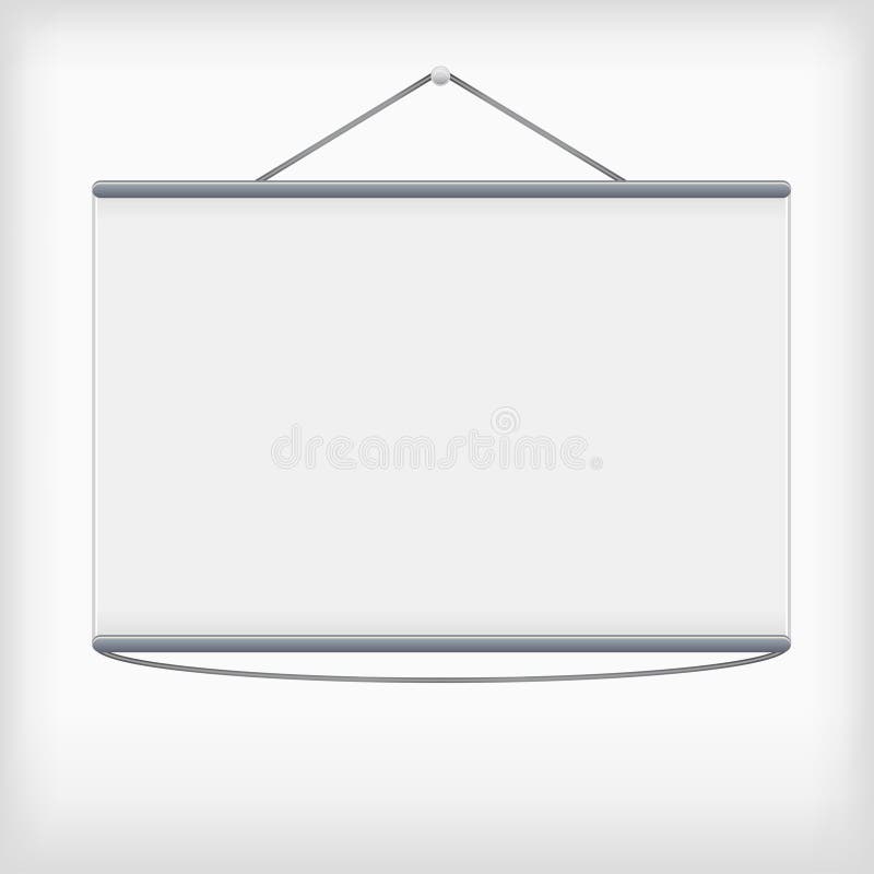 The Hanging Projection Screen with Triangular Playback Symbol. Stock