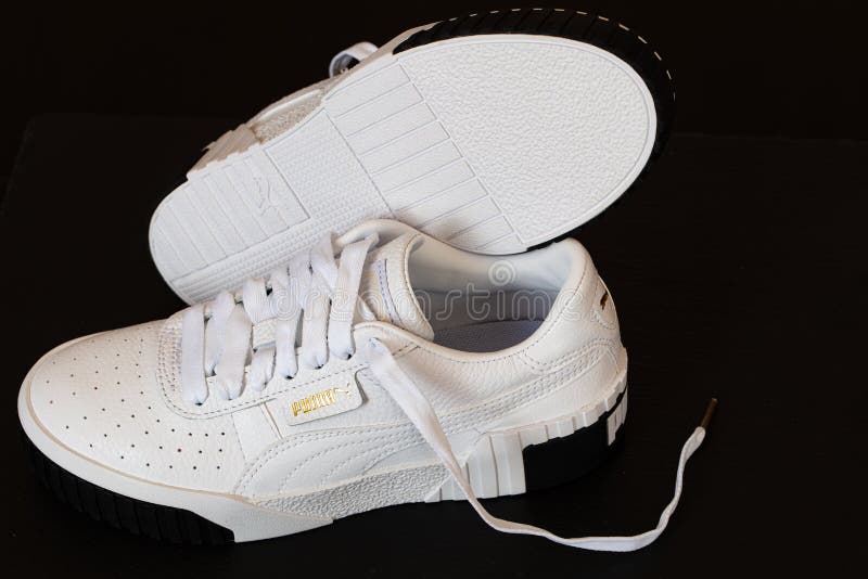 White Puma sneakers editorial stock photo. Image of closeup - 215944433