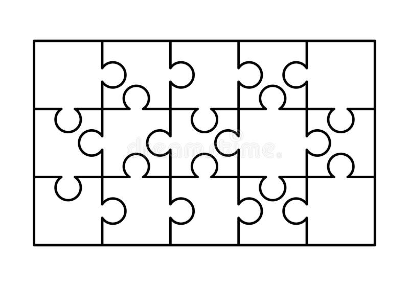 4 White Puzzles Pieces Arranged in a Square. Jigsaw Puzzle Template Ready  for Print. Cutting Guidelines on White Stock Vector - Illustration of four,  shape: 123519689