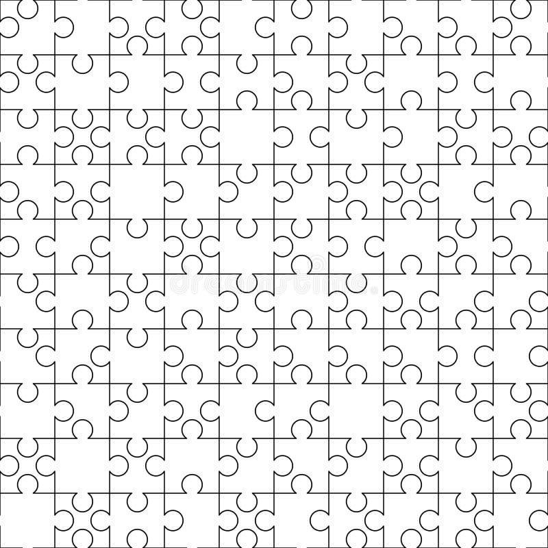 4 White Puzzles Pieces Arranged in a Square. Jigsaw Puzzle Template Ready  for Print. Cutting Guidelines on White Stock Vector - Illustration of four,  shape: 123519689