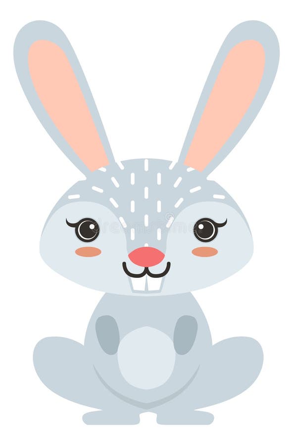 White Rabbit Character. Cute Cartoon Bunny Stock Vector - Illustration ...