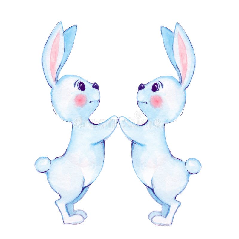 White Rabbits. Watercolor Illustration Stock Illustration ...