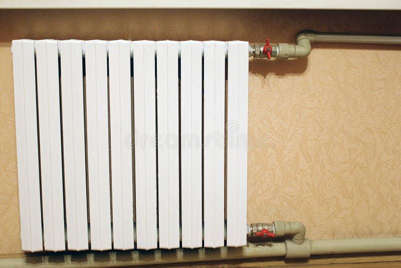 White radiator stock photo. Image of interior, pipe 135007490
