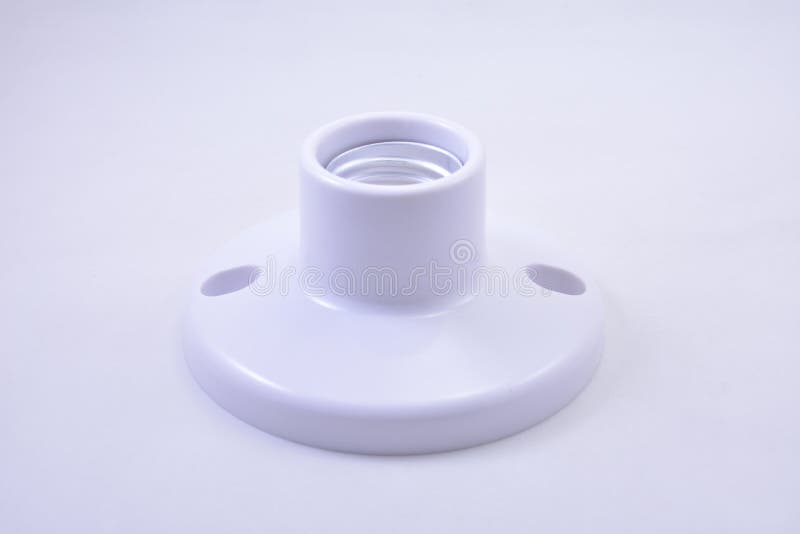 White Receptacle for Light Bulb Use To Attach in Ceiling Stock Photo