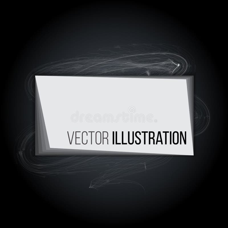 White rectangular banner with layers. Button on dark background Vector. stock illustration