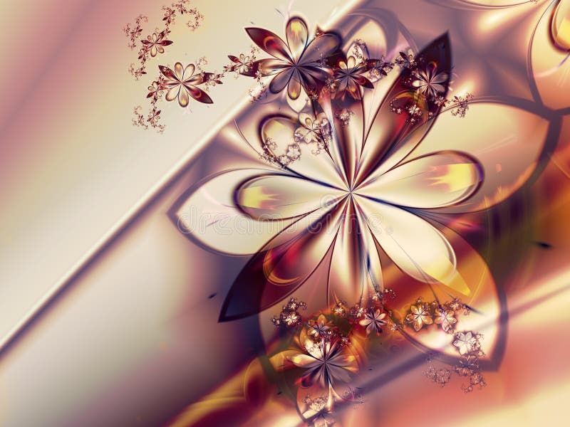 White Red Abstract Fractal Flower Background