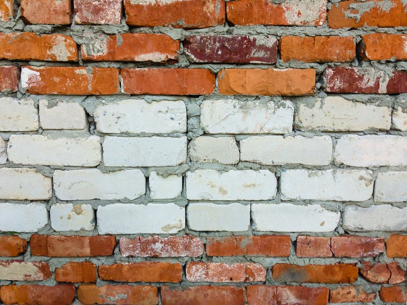 White and red brick wall. stock image. Image of cracks 191256059