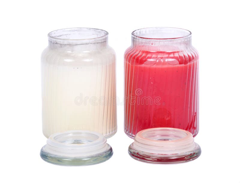 White and Red Candles in House Warmer House Jar Stock Image Image of