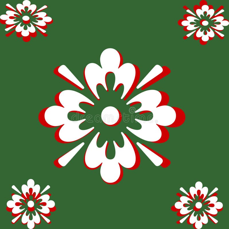 White and Red On Green Abstract