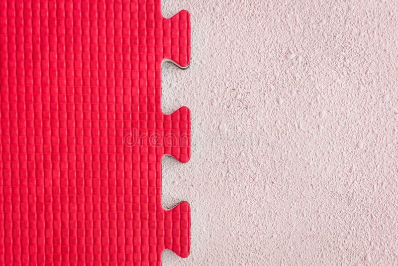 White and Red Puzzle Rubber Mat Pattern Gym Floor Background Abstract