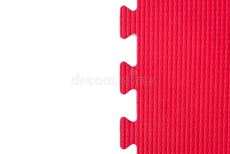 White and Red Puzzle Rubber Mat Pattern Gym Floor Background Isolated
