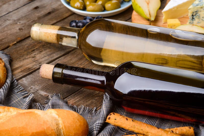 White and red wine bottles stock photography White and red wine bottles stock photography