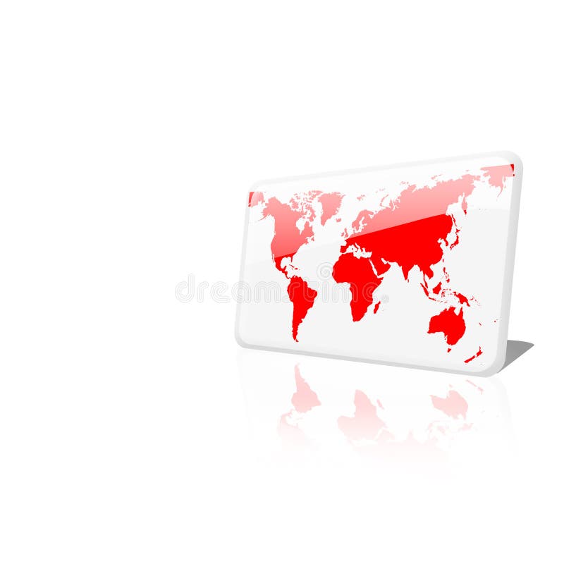 White and red world map chip on simple white background stock illustration White and red world map chip on simple white background stock illustration