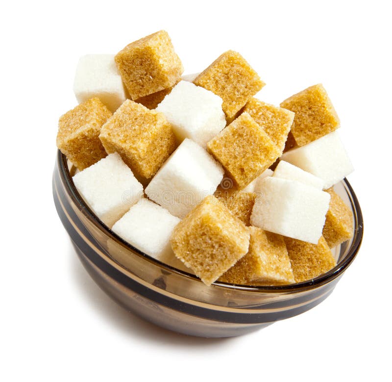 White Refined and Brown Cane Sugar in a Bowl Stock Image Image of