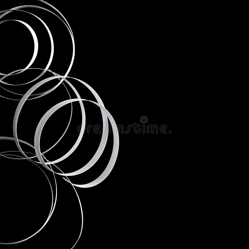 White Ribbon Isolated On Black Abstract Border Background Stock Photo