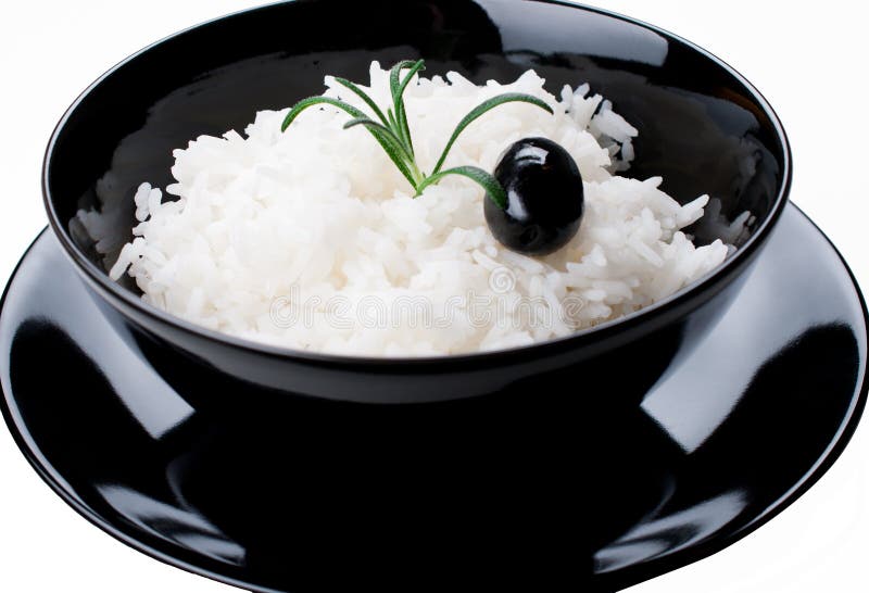 White Rice in Black Bowl Isolated Stock Photo Image of indian