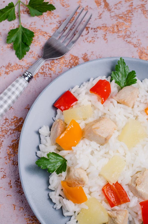 White rice with chicken stock photo. Image of kosher 110188682