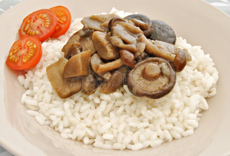 White rice with mushrooms stock image. Image of carbohydrates 20461517