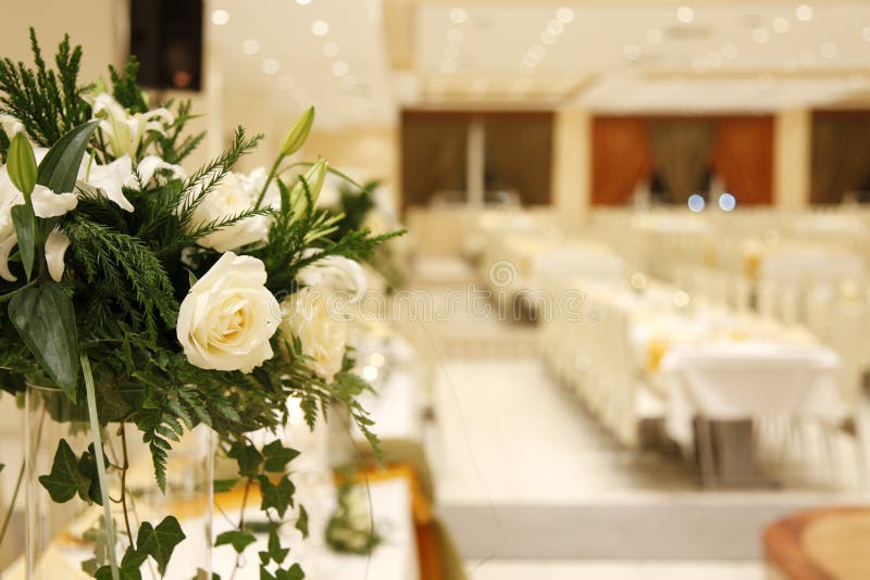 White Roses Flowers in Wedding Reception Stock Photo Image of