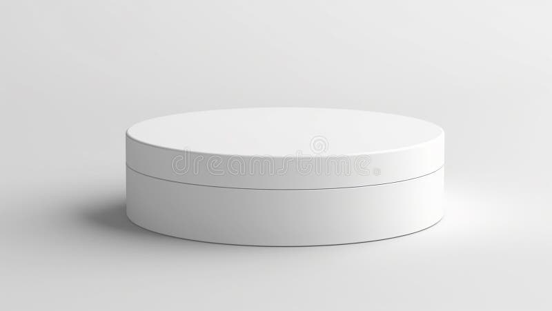 White round closed box 3d mockup on the white background. Cardboard box template stock illustration