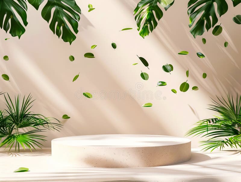 A white round table with green leaves and a lamp royalty free stock photos