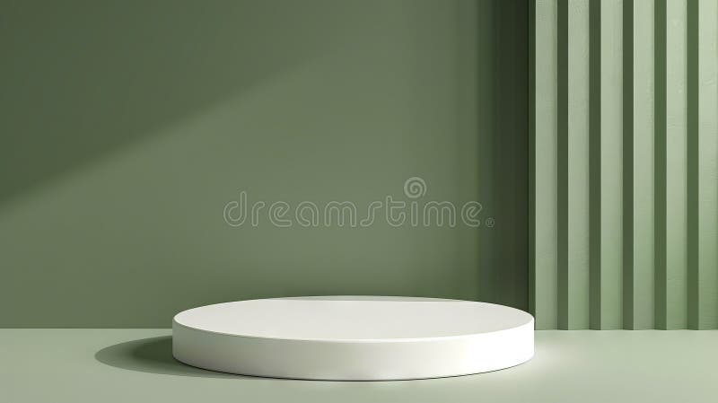 A white round table on a green wall royalty free stock images