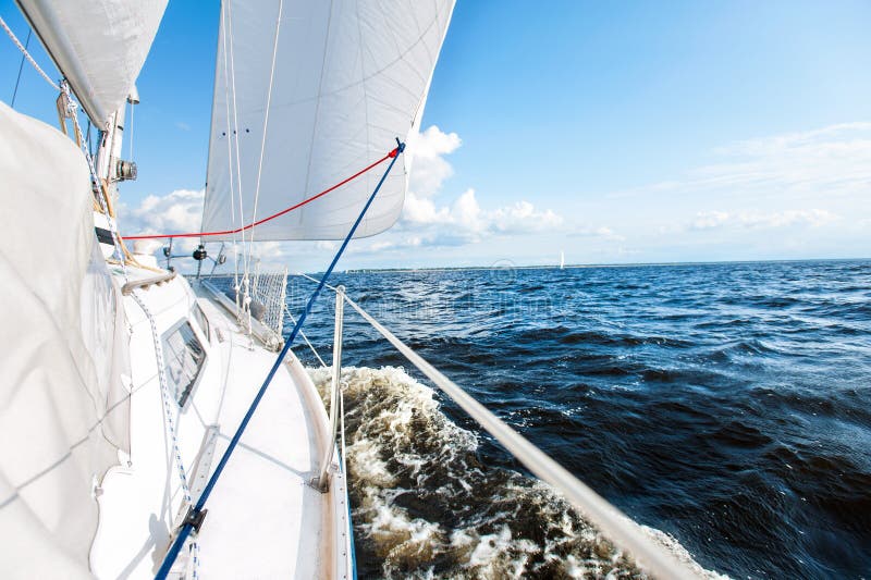 Sailing Fast on Port Tacks with Water Splashing on Deck Stock Photo ...