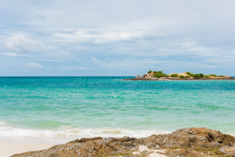 White Sand Beach With Blue  Sea  On Koh Samaesarn Stock 