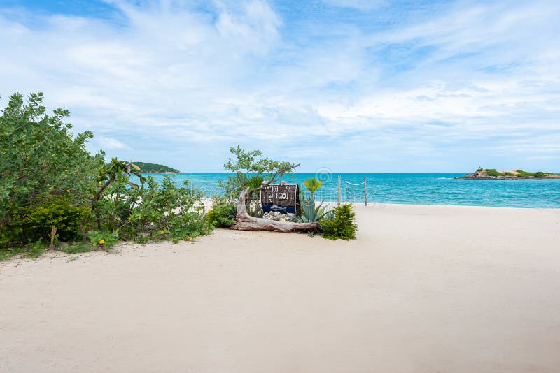 White Sand Beach With Blue  Sea  On Koh Samaesarn Stock 