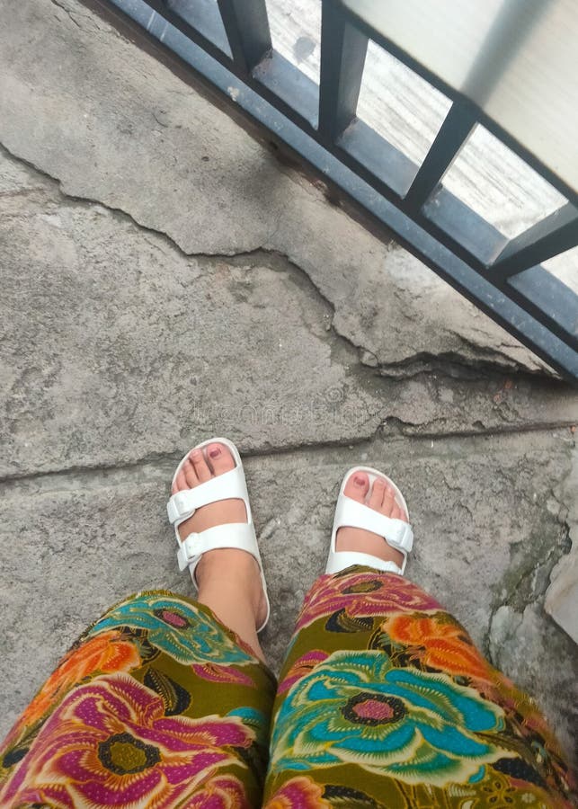 White Sandal and the Batik. Stock Photo - Image of yellow, pattern ...