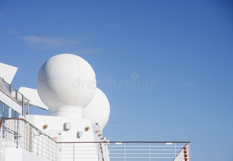 White Satellite Equipment on Ship