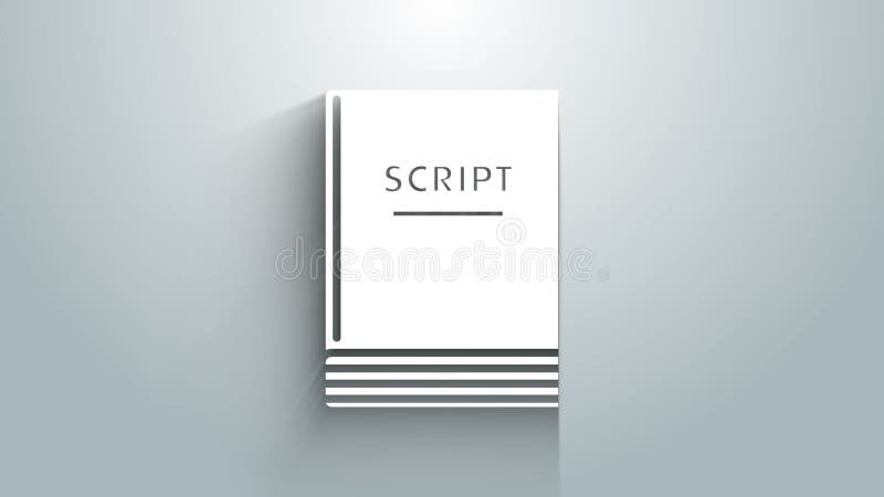 White Scenario icon isolated on grey background. Script reading concept for art project, films, theaters. 4K Video