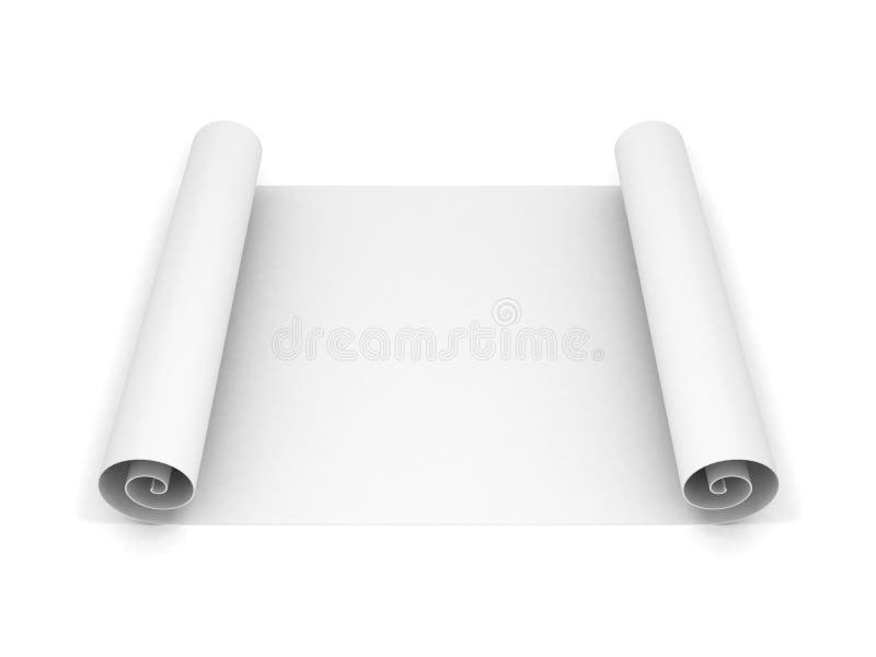 White scroll paper on white background
