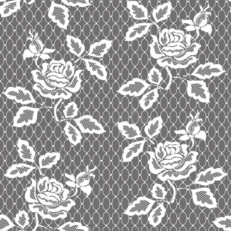 White Seamless Lace Pattern with Rose on Transparent Background Stock ...