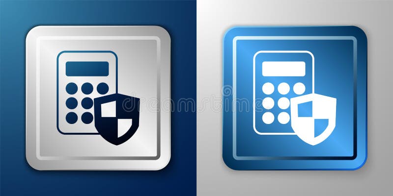 White Security system control panel with display icon isolated on blue and grey background. Keypad of security system royalty free illustration