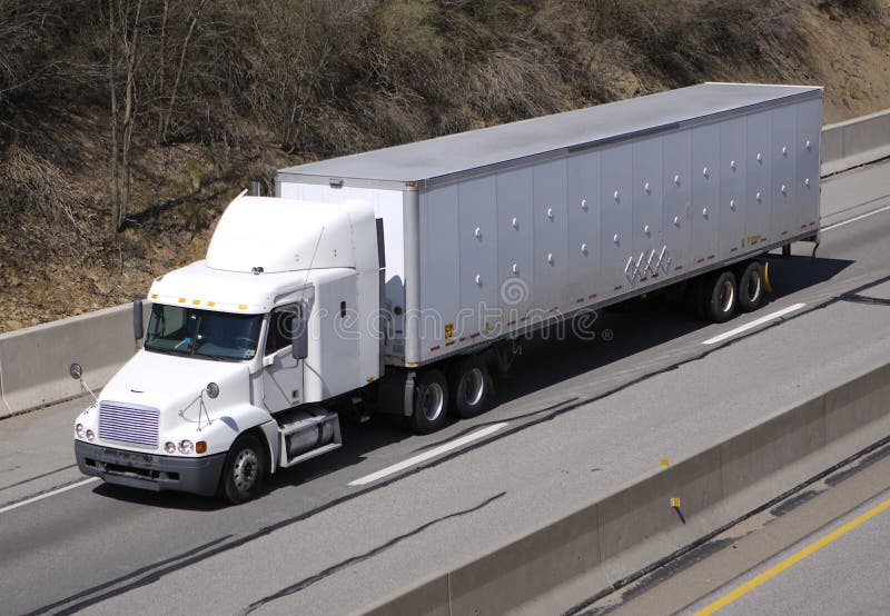 White Semi Truck stock images