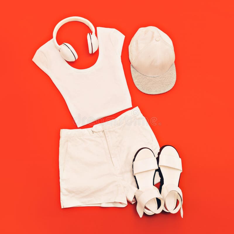 White Set. White Clothes and Accessories Stock Image Image of