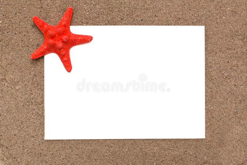 White sheet of paper with a starfish royalty free stock photography