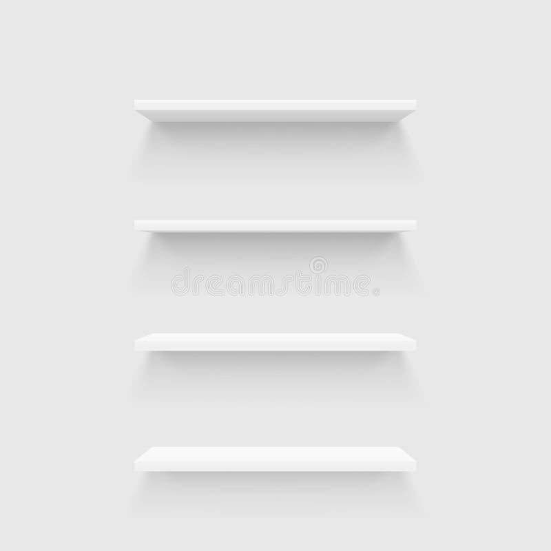 White Shelves in Set on White Wall Stock Vector Illustration of white