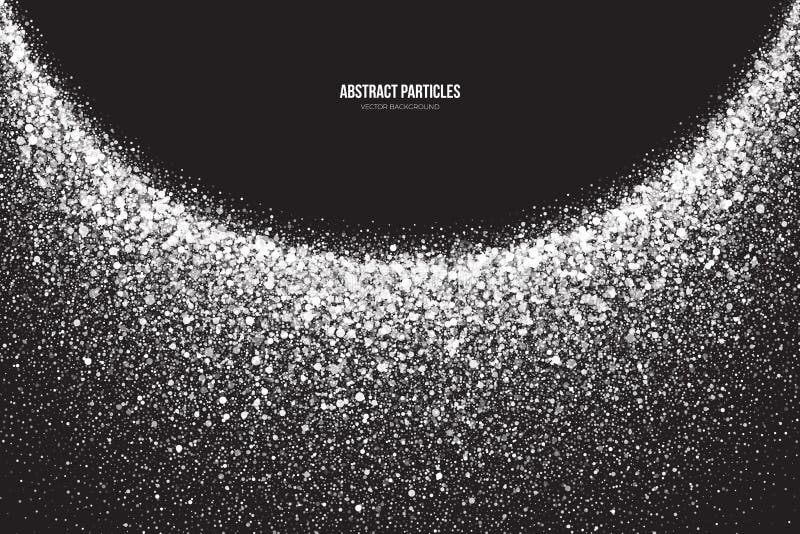 White Shimmer Glowing Round Particles Vector Background Stock Vector