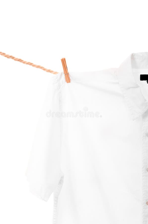 White Shirt Hanging on a Rope Clothesline Stock Photo Image of