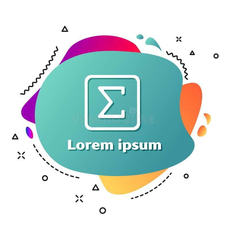 White Sigma symbol icon isolated on white background. Abstract banner with liquid shapes. Vector Illustration royalty free illustration