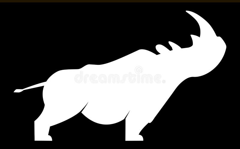 White silhouette of a rhinoceros