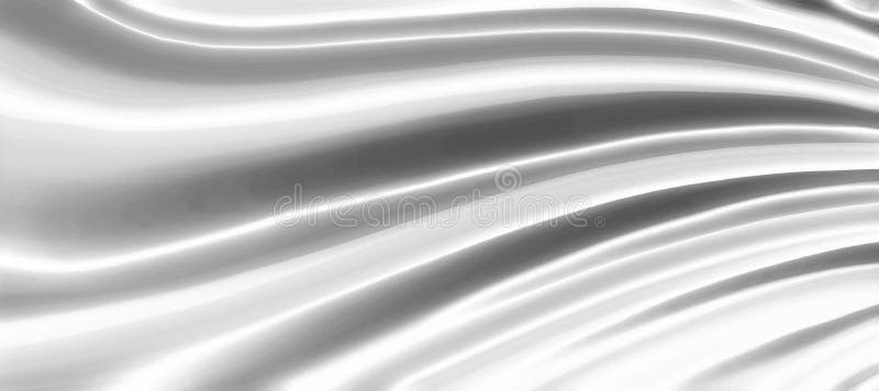 White silk background illustration of flowing wavy folds in draped cloth, abstract blurred material or fabric texture pattern in luxury elegant creased cloth design