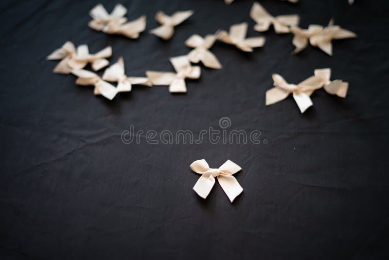 White Silk Ribbons Isolated on the Black Background Stock Image Image of celebration