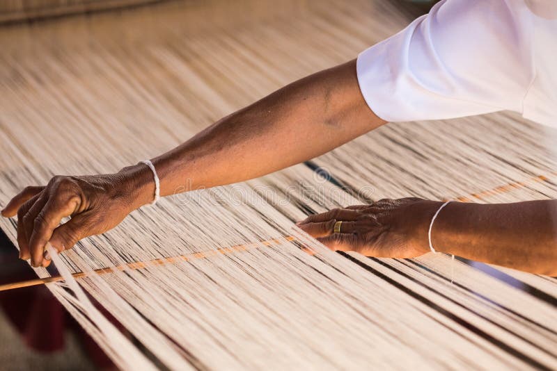White Silk Thread in Sewing or Weaving Machine Stock Photo Image of