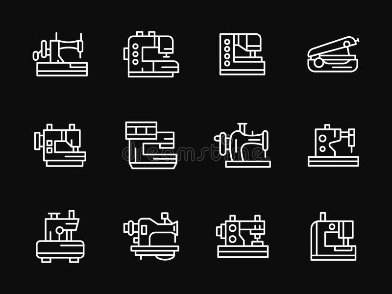 Sewing machine overlock flat line icon logo Vector Image