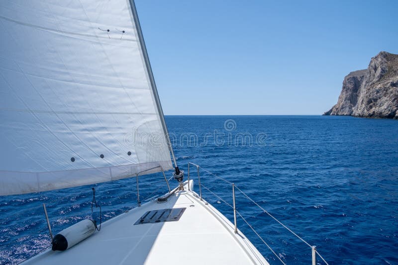 Aegean sea sailing, summer holidays in Cyclades islands, Greece