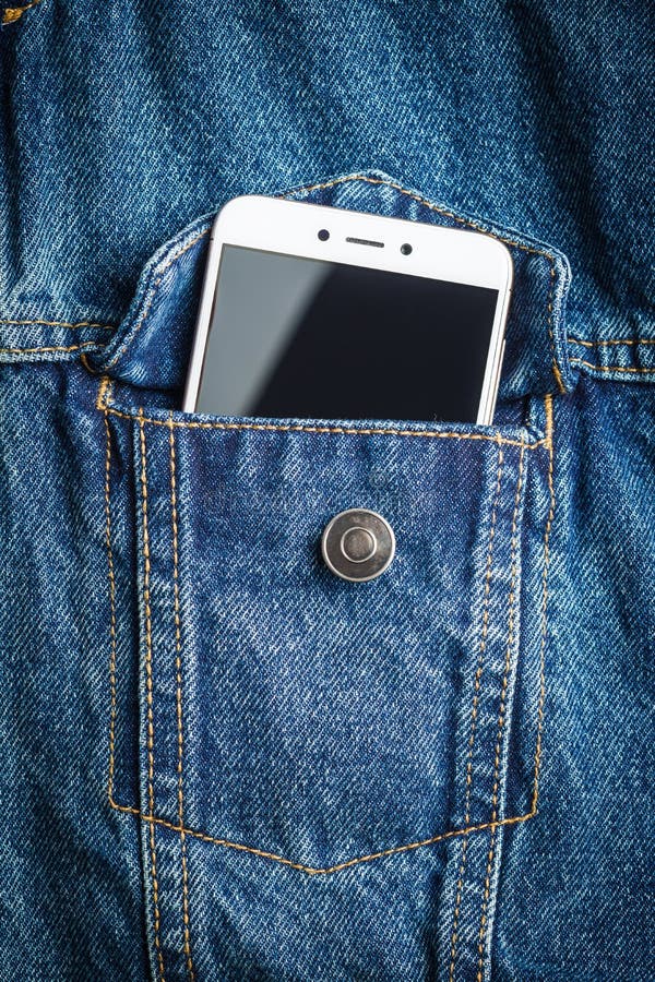 Smartphone in Jeans Jacket Pocket. Stock Photo - Image of device, blue ...